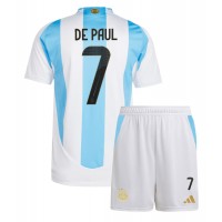 Argentina Rodrigo De Paul #7 Hemmatröja Barn Copa America 2024 Kortärmad (+ Korta byxor)